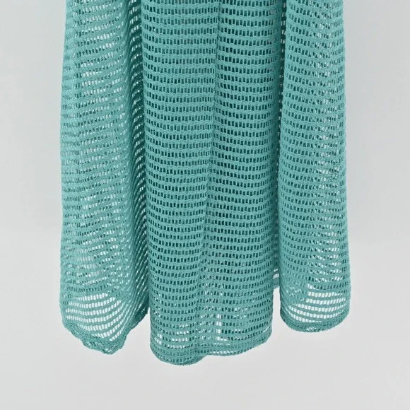 HAUTE HIPPIE Green Crochet Maxi Dress Size M Cover Up Beach Aqua Boho  Pockets